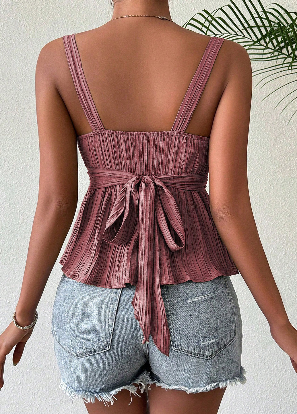 Рожево-лілова блуза з баскою SHEIN