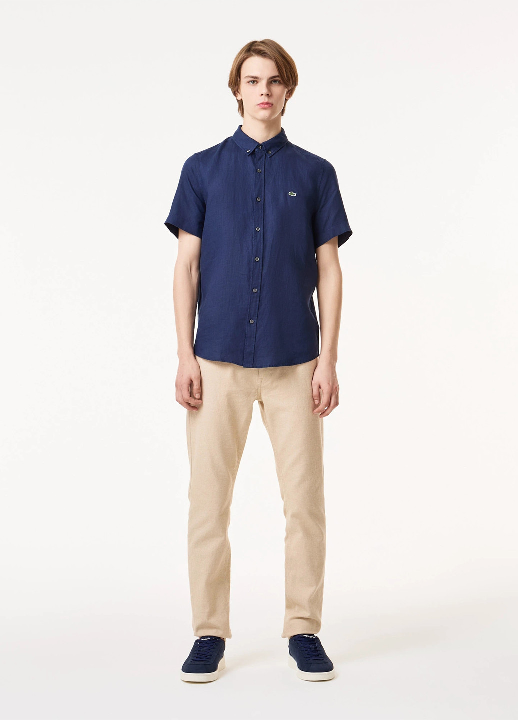 Темно-синяя кэжуал рубашка однотонная Lacoste