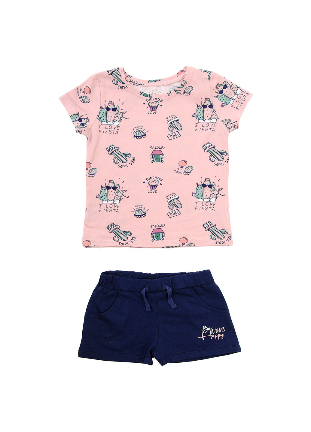 Розовый летний летний комплект для девочки Фламинго Текстиль