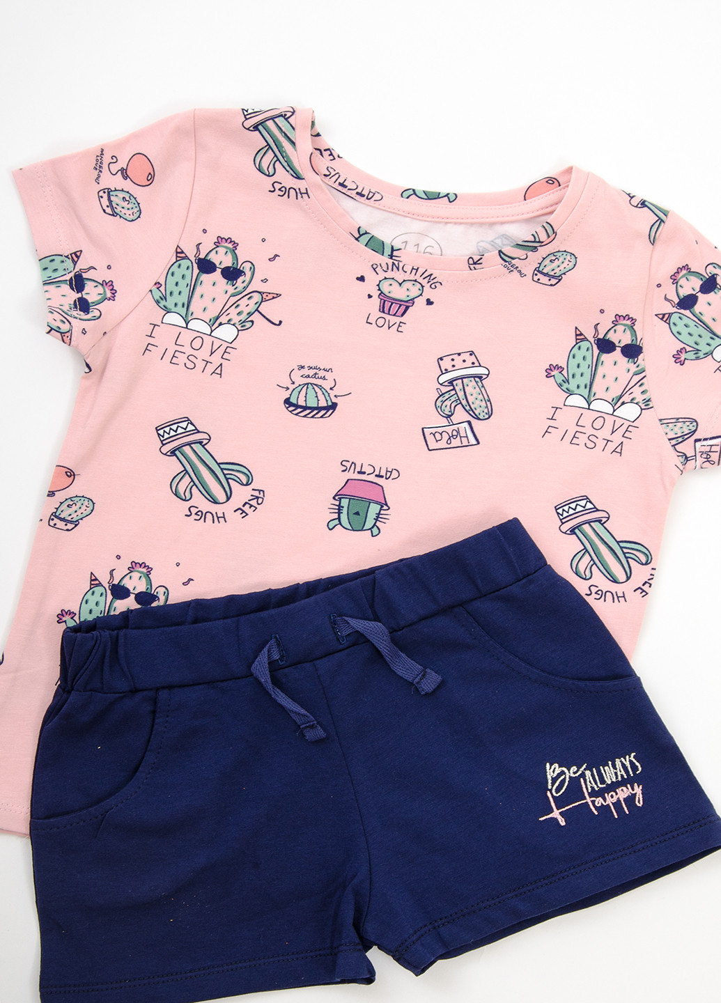 Розовый летний летний комплект для девочки Фламинго Текстиль