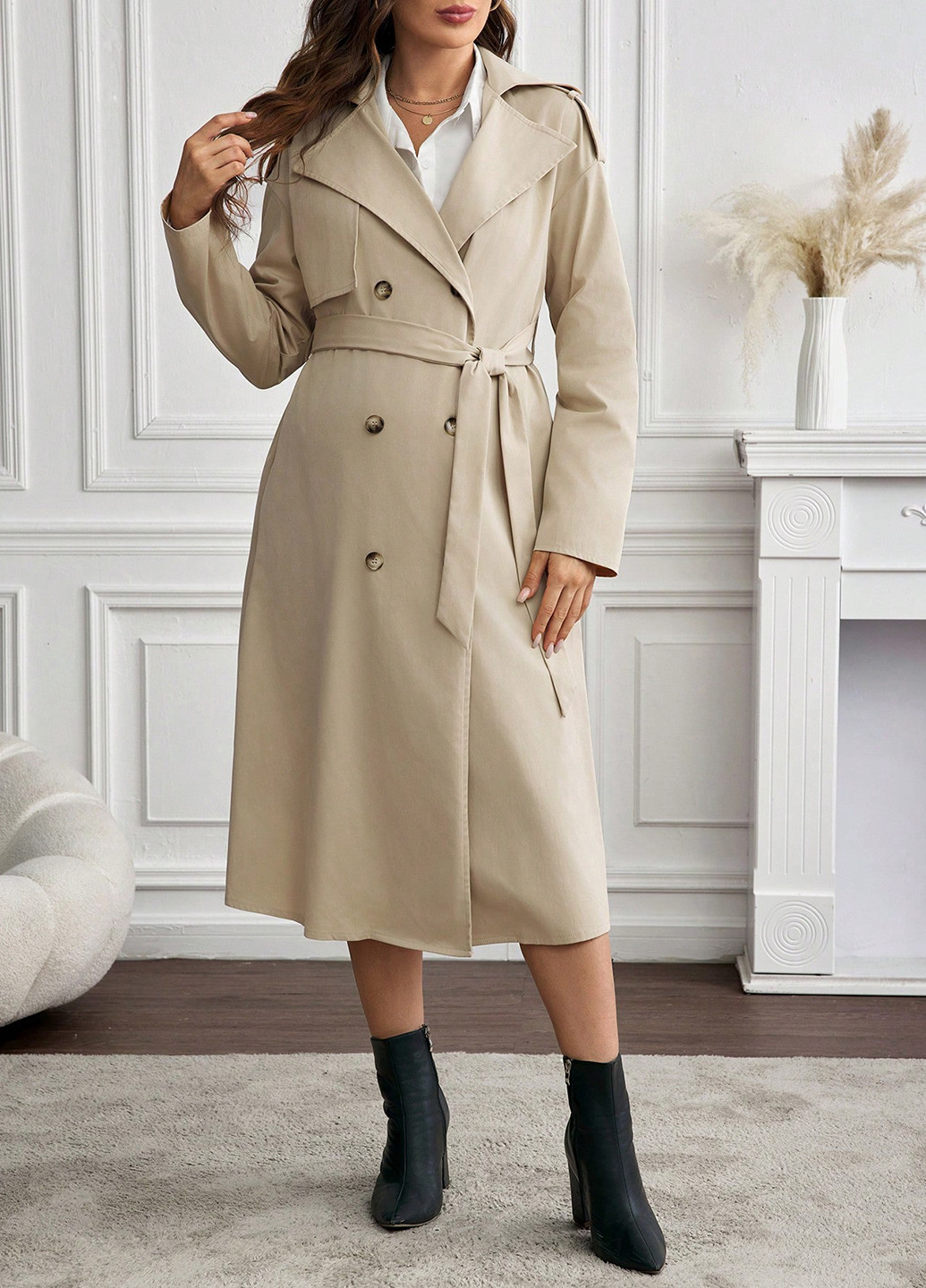 Плащ для беременных SHEIN тренчкот на пуговицах демисезон (338187220)