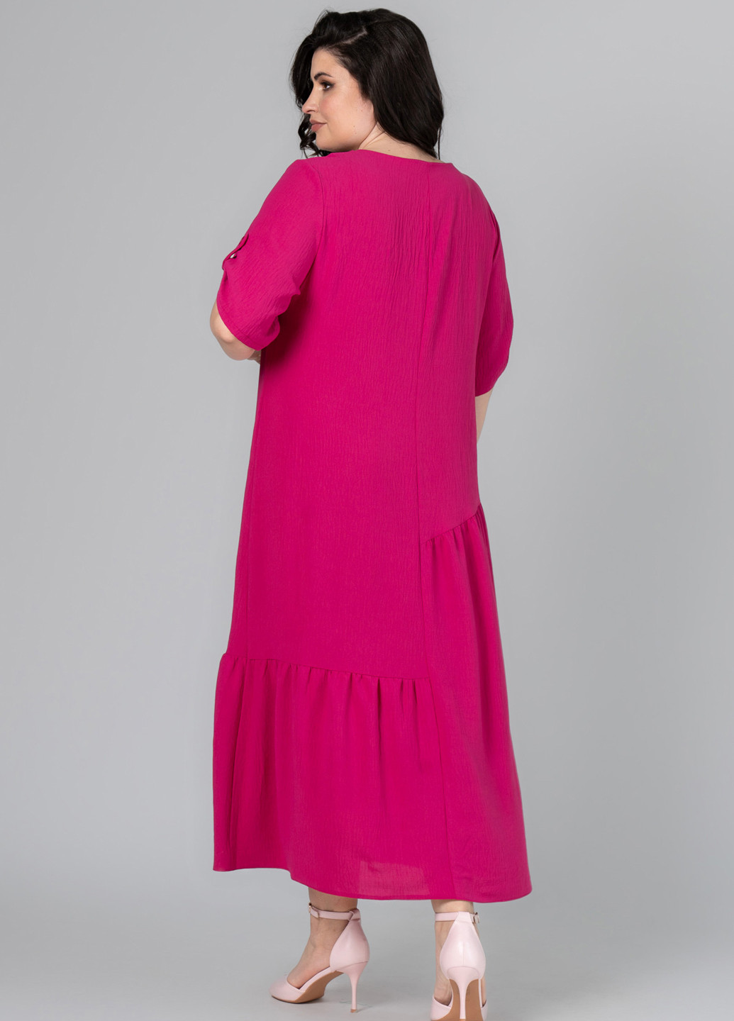 Фуксинова (кольору Фукія) кежуал сукня оверсайз A'll Posa однотонна