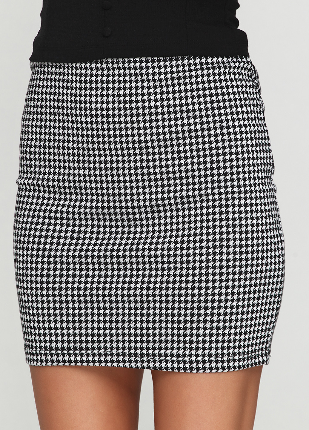 Черно-белая кэжуал с узором гусиная лапка юбка New Look мини