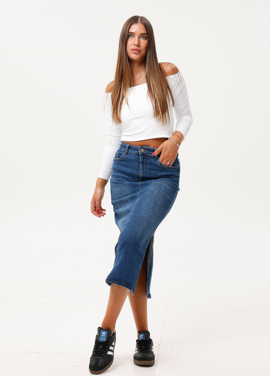 Синяя джинсовая однотонная юбка Icon