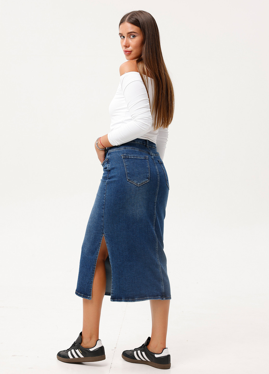 Синяя джинсовая однотонная юбка Icon