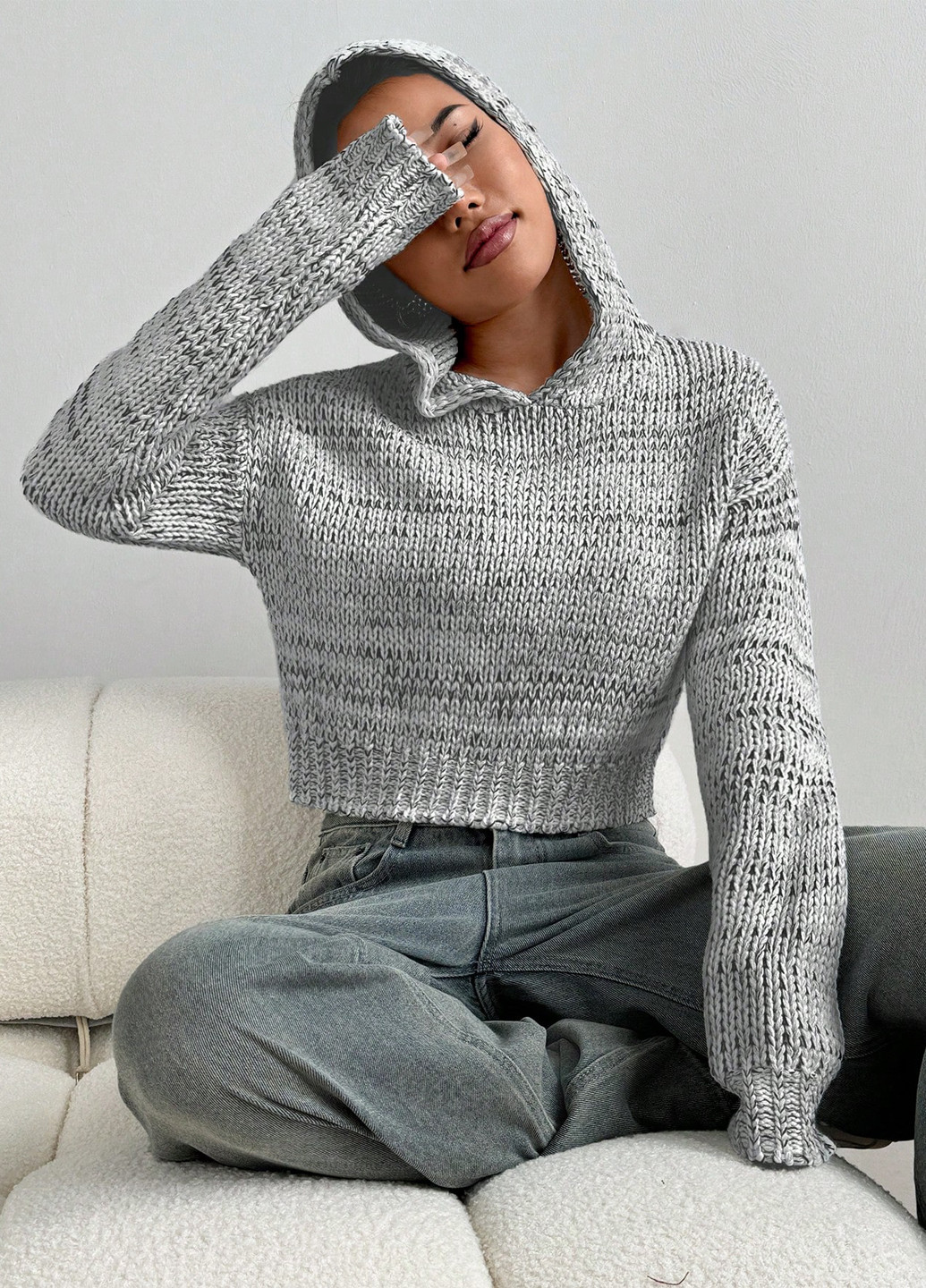 Світло-сірий демісезонний светр SHEIN