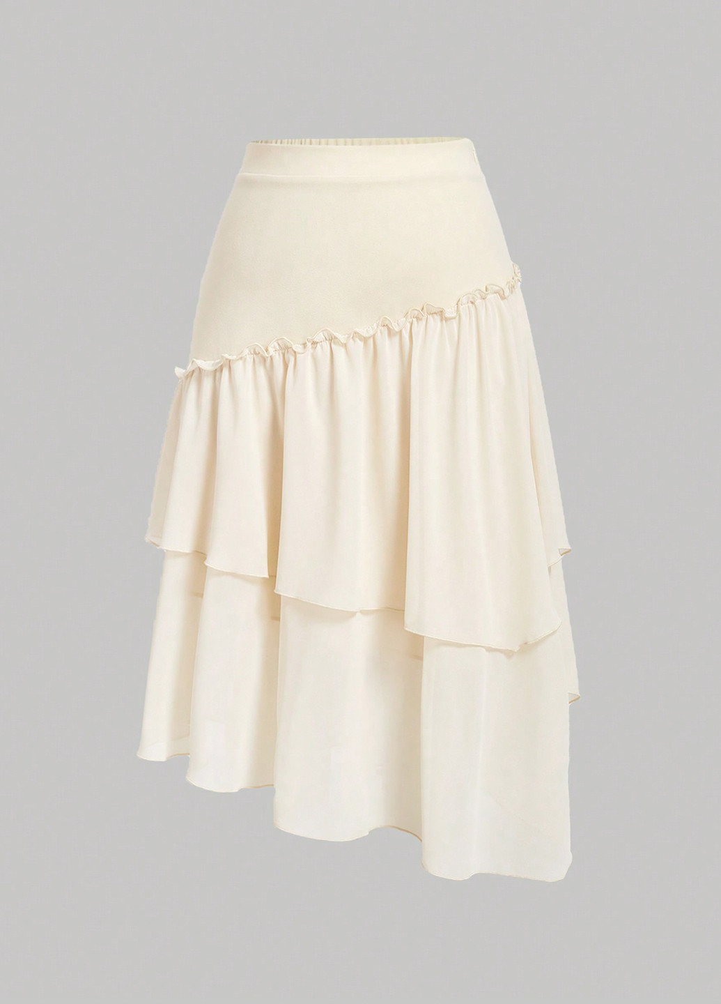 Кремовая кэжуал однотонная юбка SHEIN клешированная