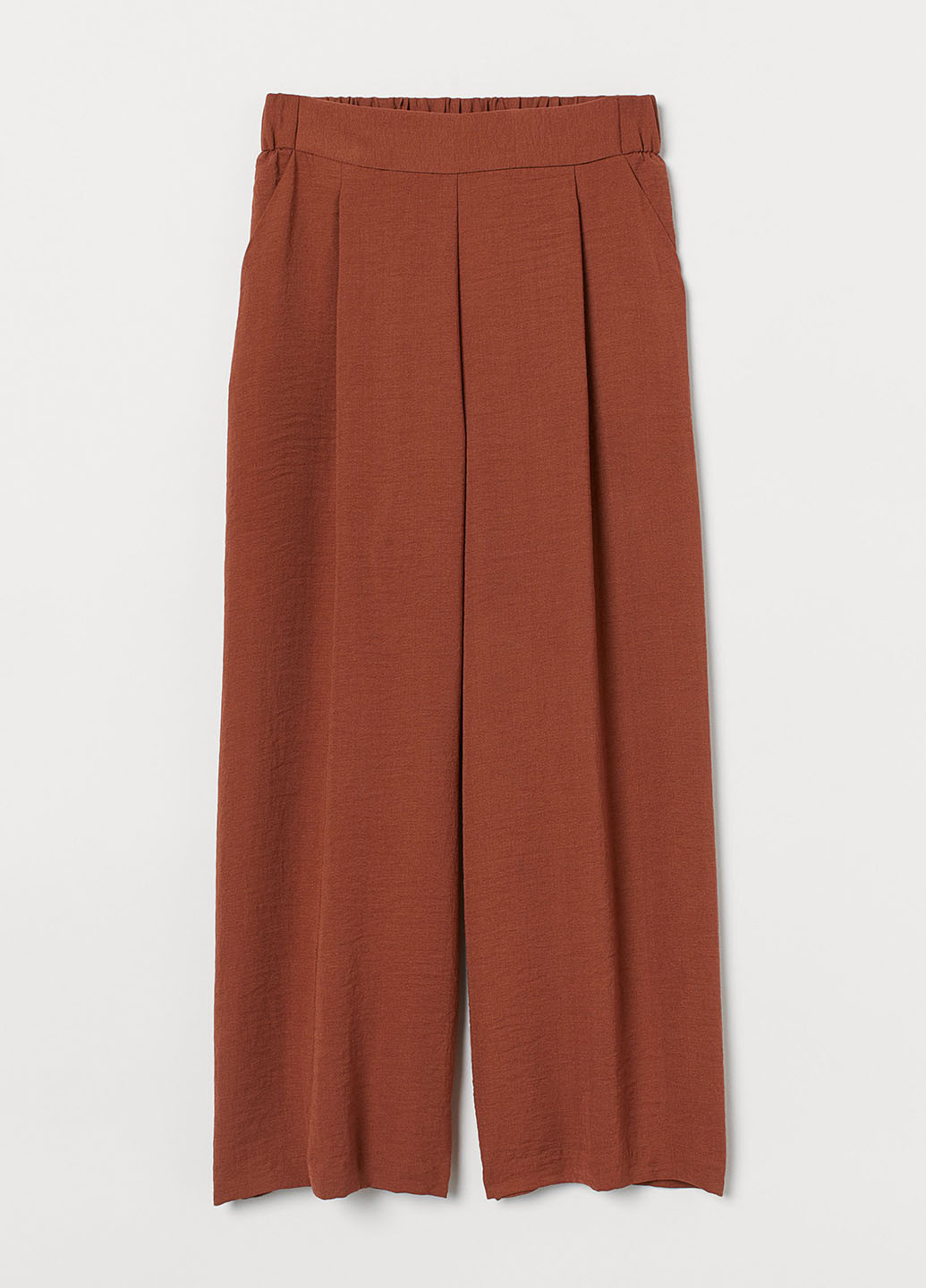 Терракотовые кэжуал летние прямые, укороченные брюки H&M