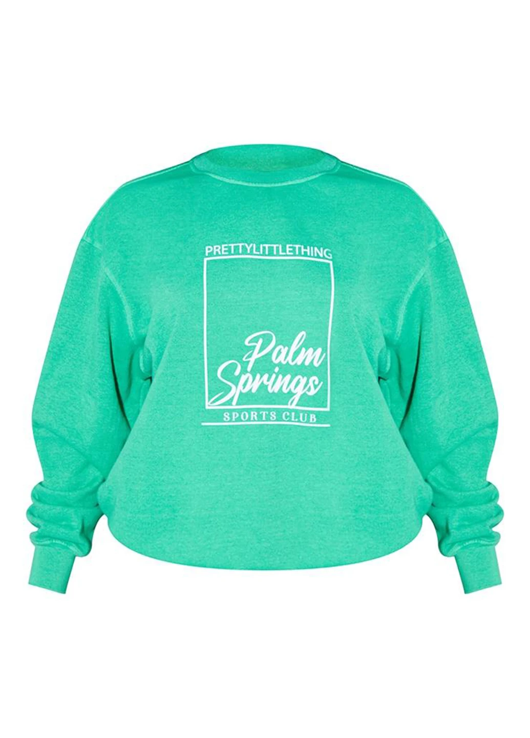 Смарагдовий світшот PrettyLittleThing напис без декору (254799061)