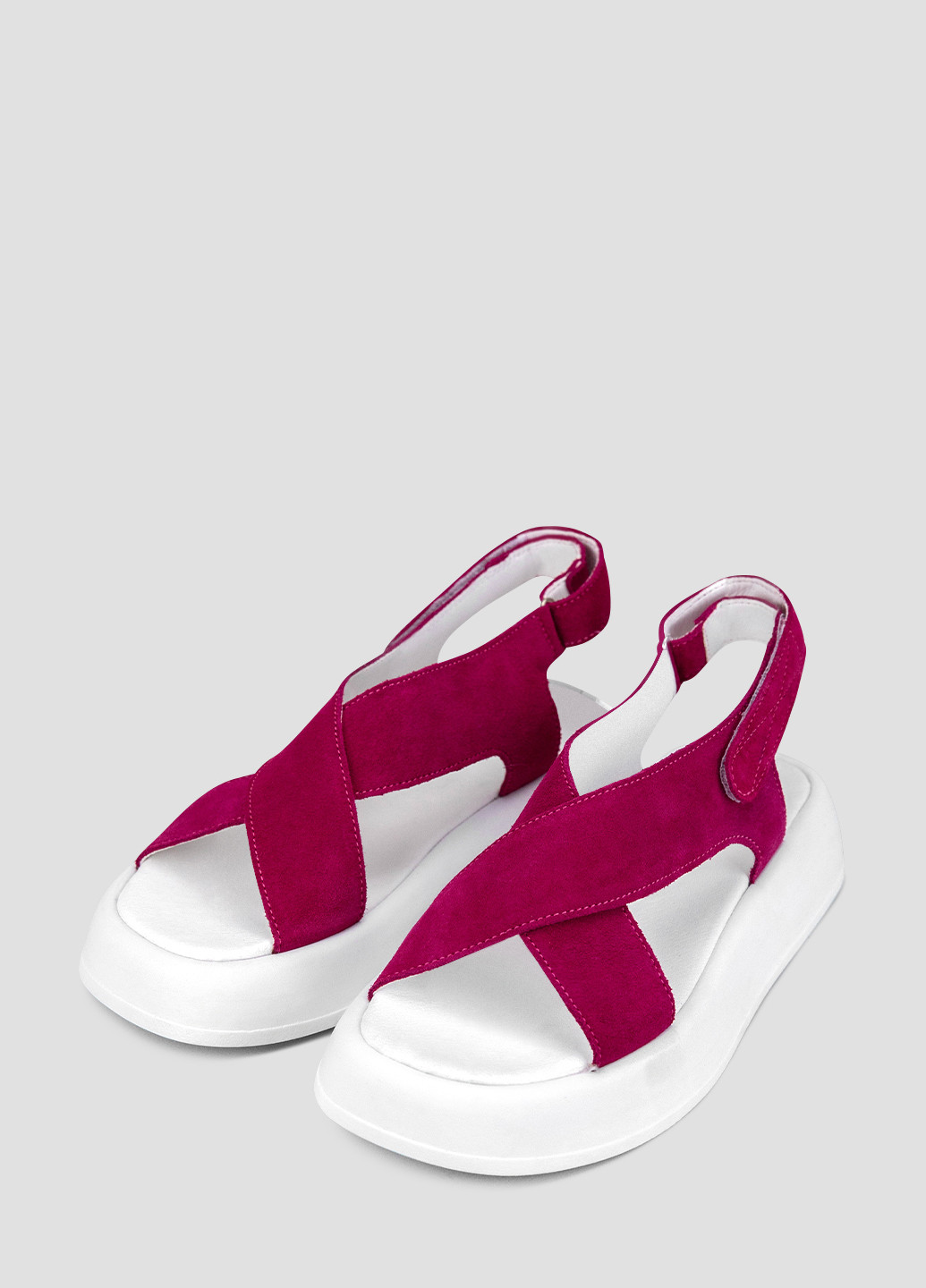 Малиновые босоножки Viscala на липучке с белой подошвой