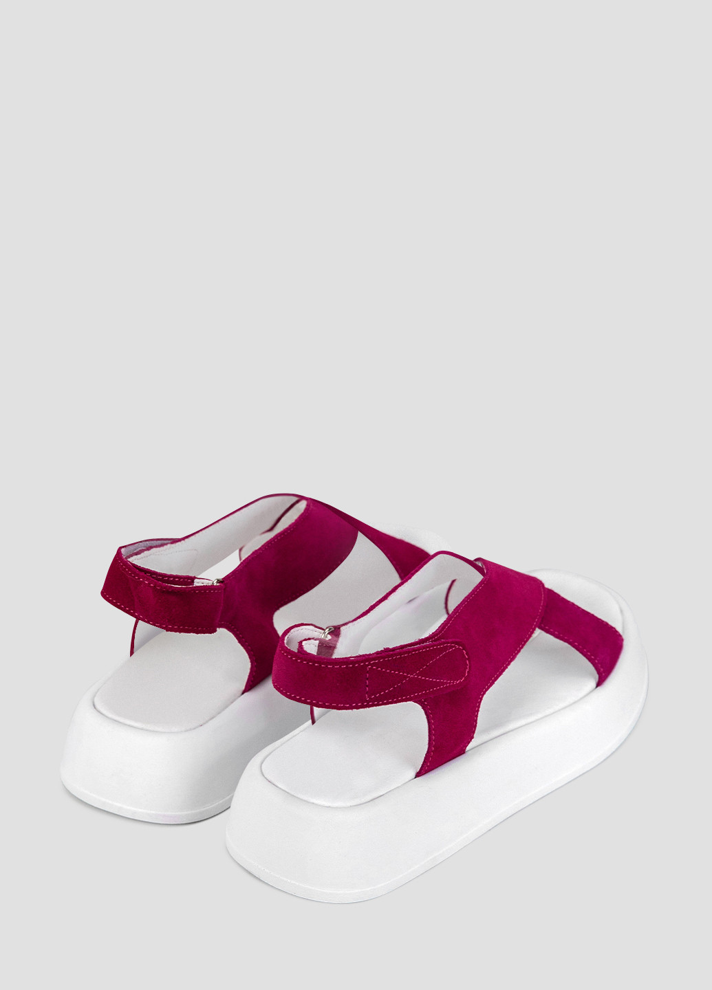 Малиновые босоножки Viscala на липучке с белой подошвой