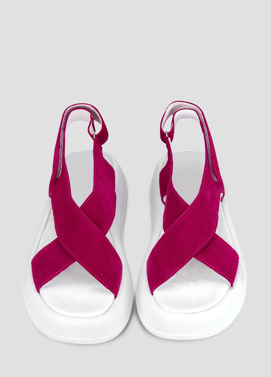 Малиновые босоножки Viscala на липучке с белой подошвой