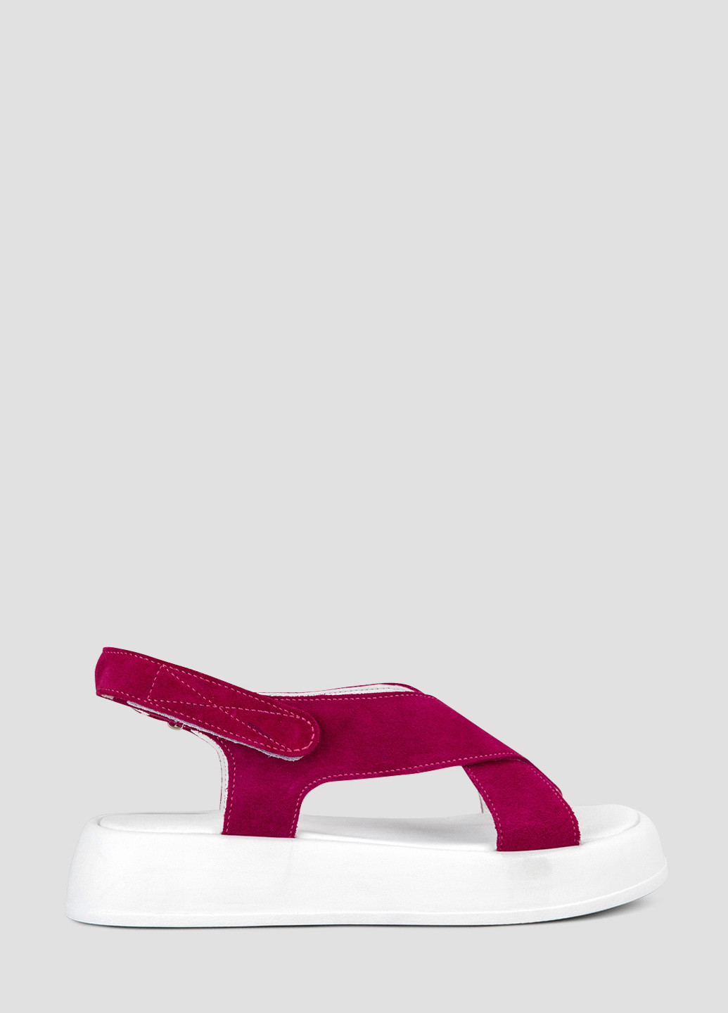 Малиновые босоножки Viscala на липучке с белой подошвой