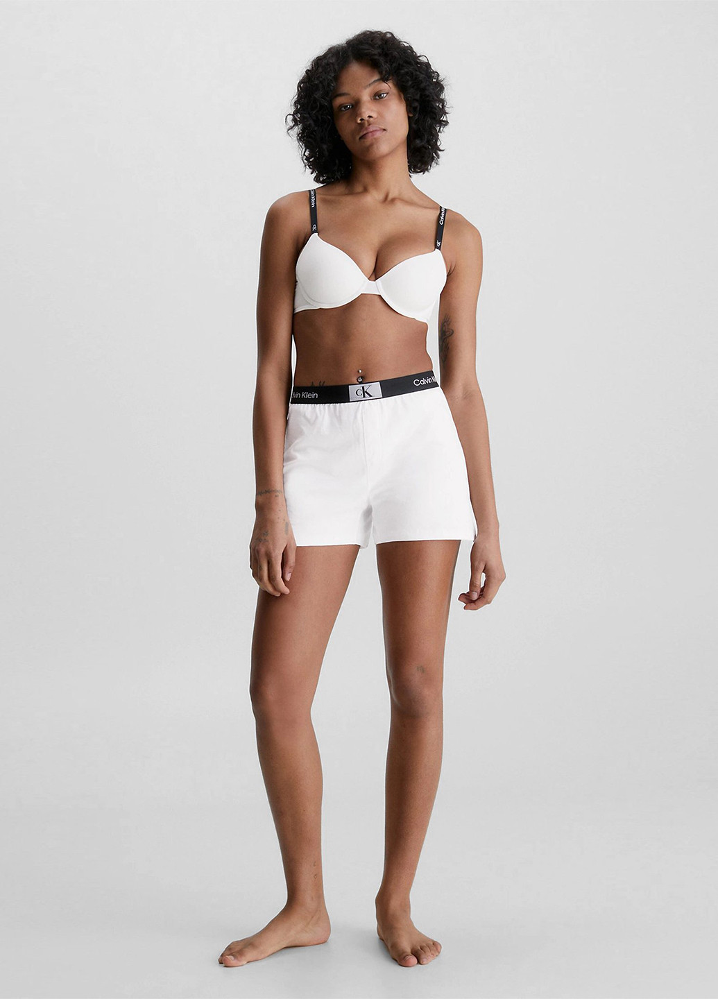 Белый корбей бюстгальтер Calvin Klein с косточками хлопок