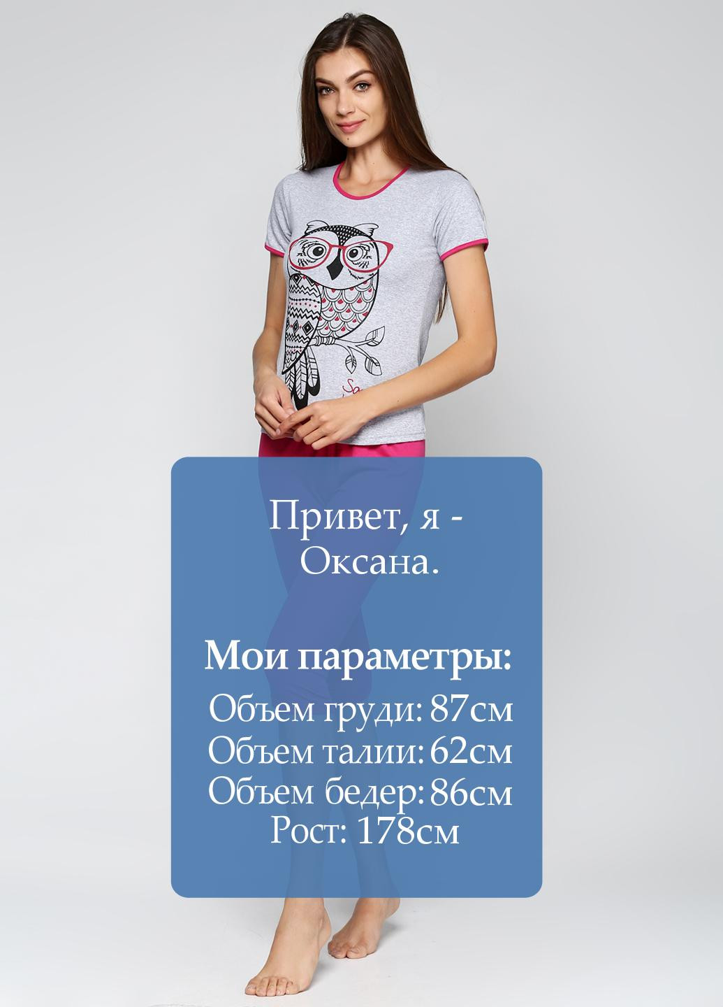 Малинова всесезон піжама (футболка, капрі) Трикомир