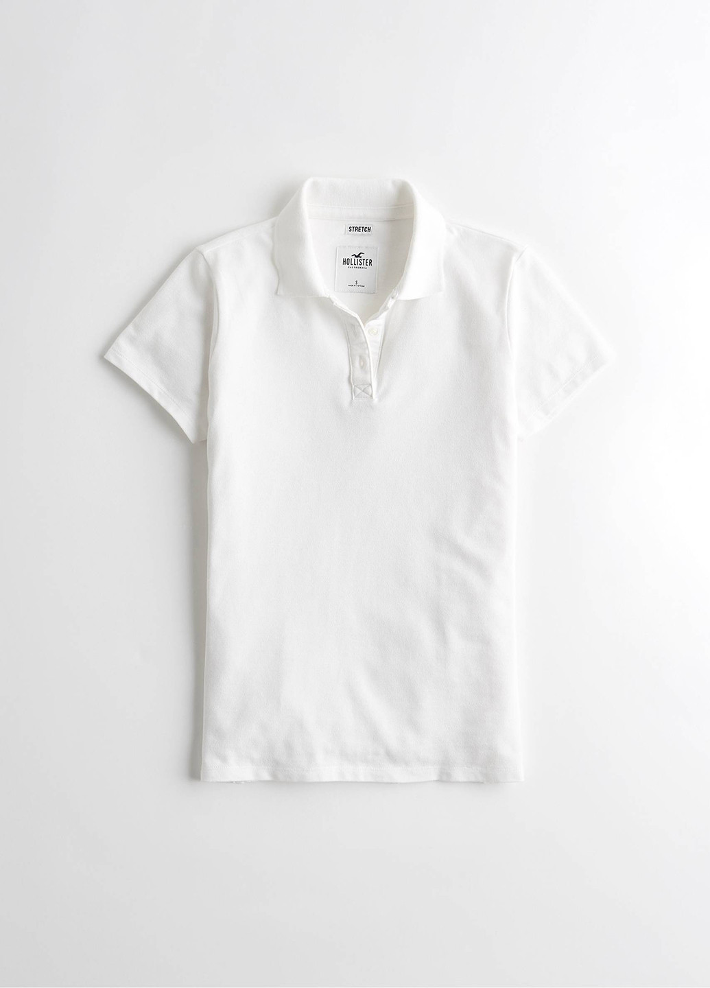 Белая женская футболка-поло Hollister однотонная