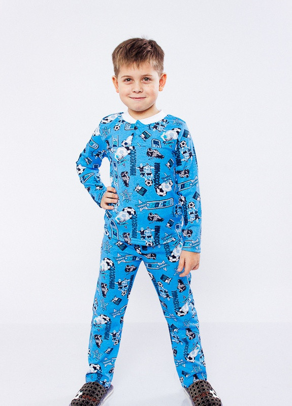 Голубая всесезон пижама для мальчика на 2 кнопках Носи своє 6077