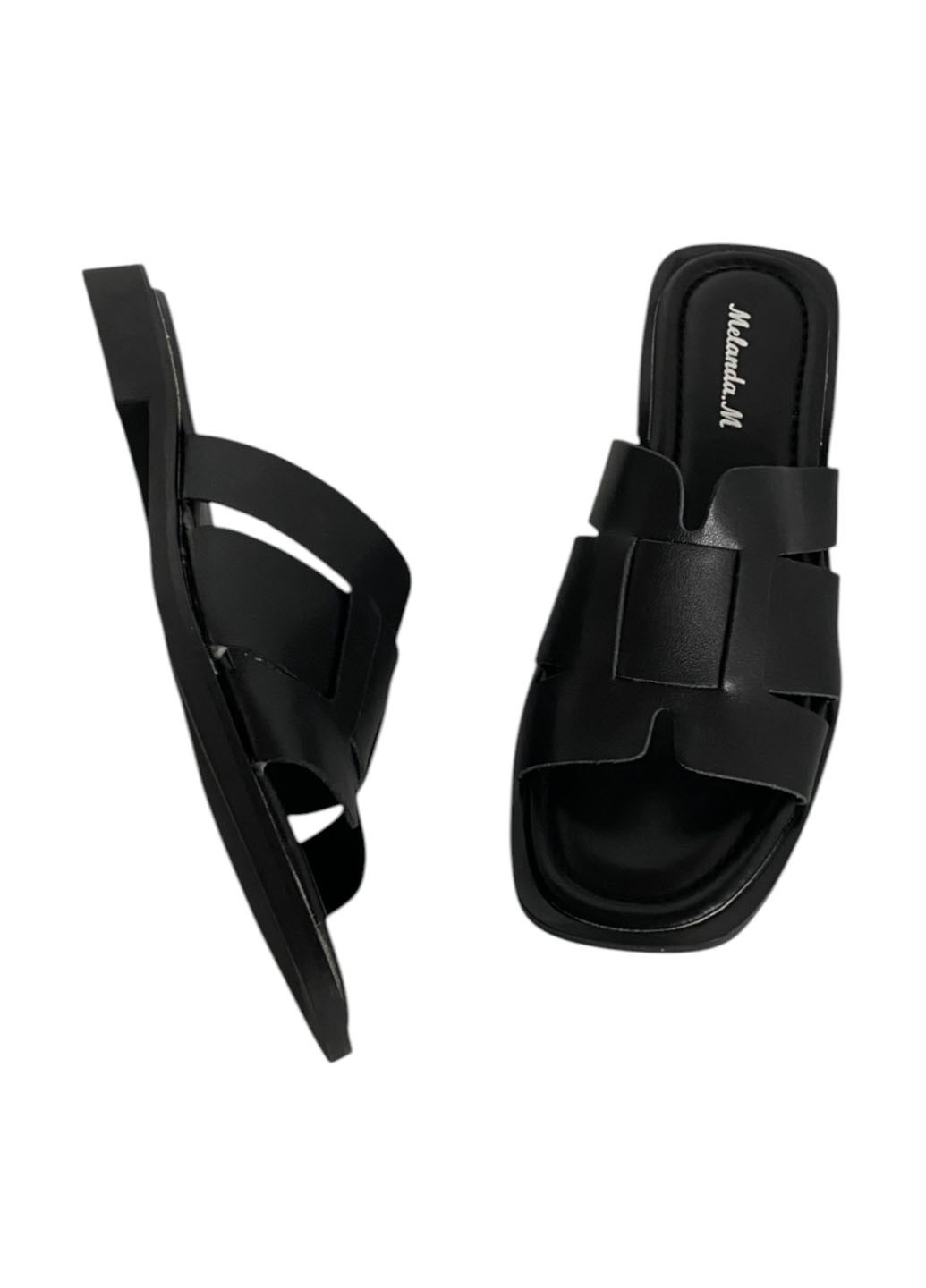 Черные шлепанцы Melanda.M плетение