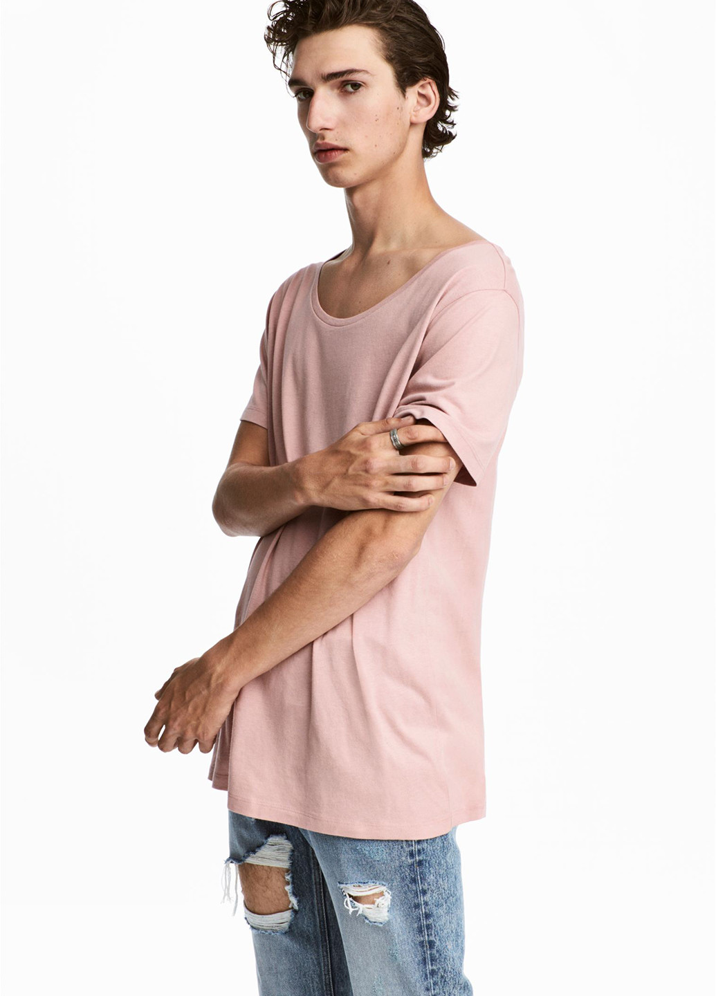 Темно-розовая футболка H&M