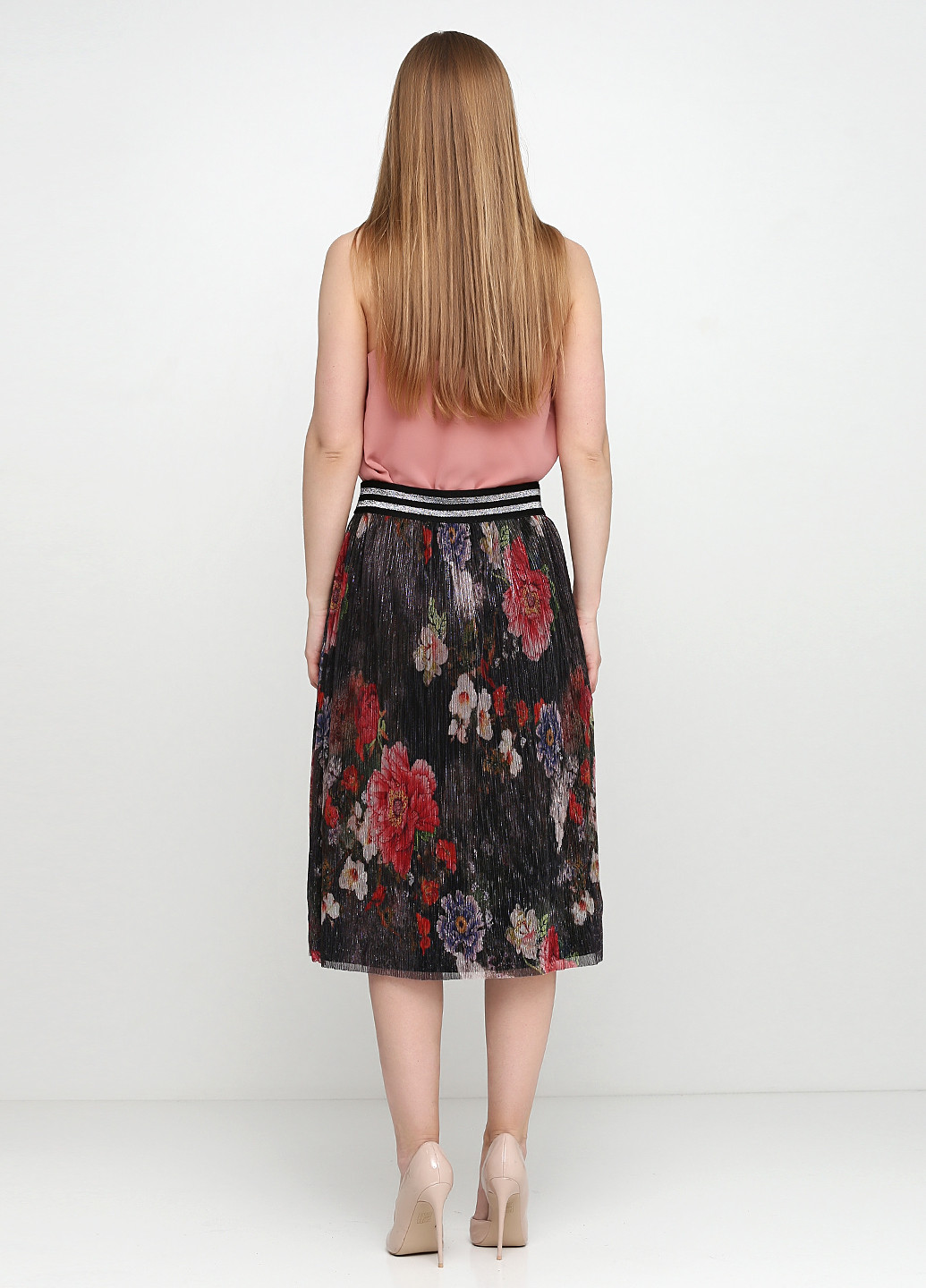 Черная кэжуал цветочной расцветки юбка Fransa