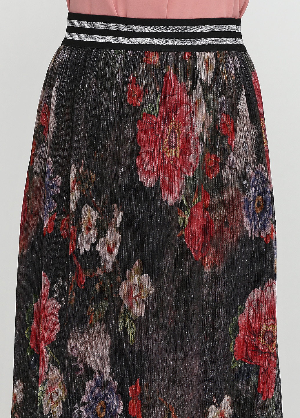 Черная кэжуал цветочной расцветки юбка Fransa