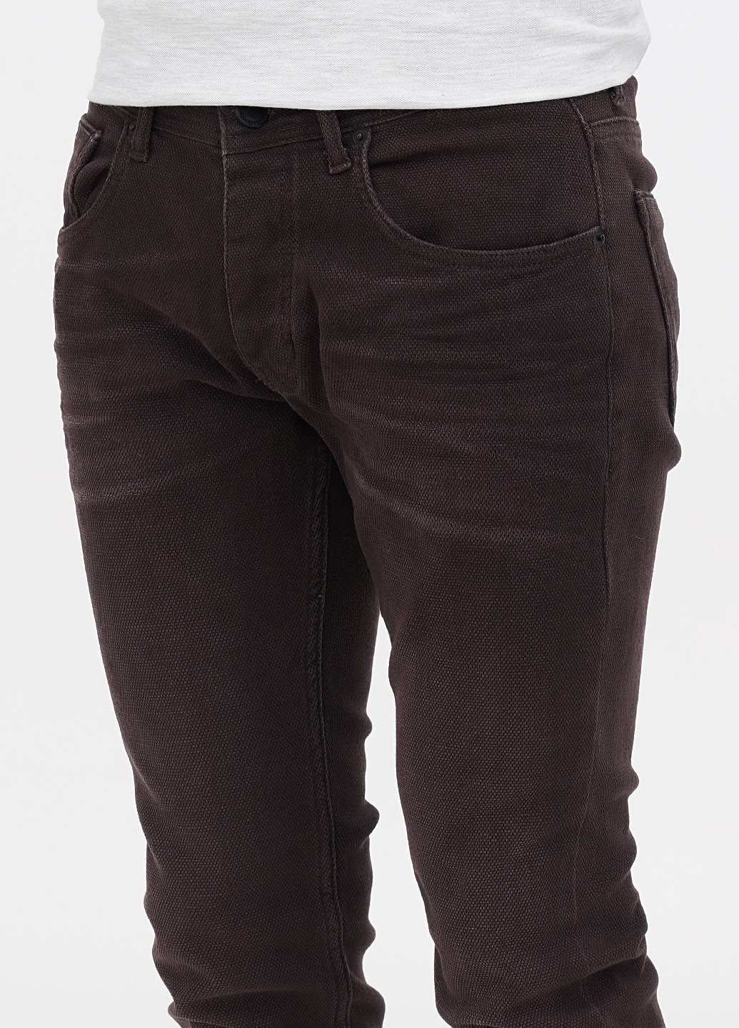 Темно-коричневые кэжуал демисезонные зауженные брюки Denim