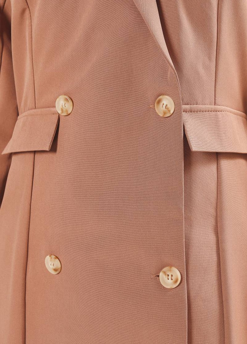 Бежевое кэжуал платье-пиджак прямого кроя, бежевый, m (2877) Ромашка однотонное