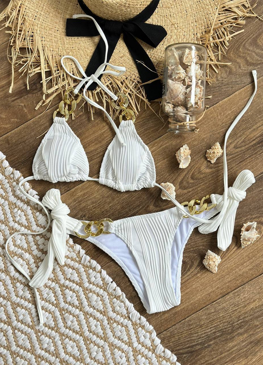 Білий літній роздільний купальник (ліф, трусики) бікіні, роздільний NOVA VEGA