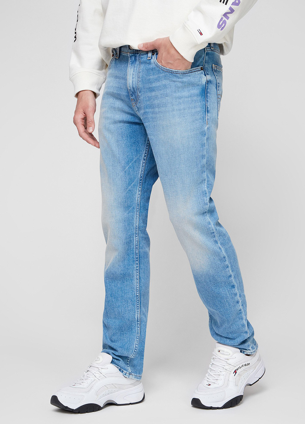 Голубые демисезонные прямые джинсы Tommy Jeans