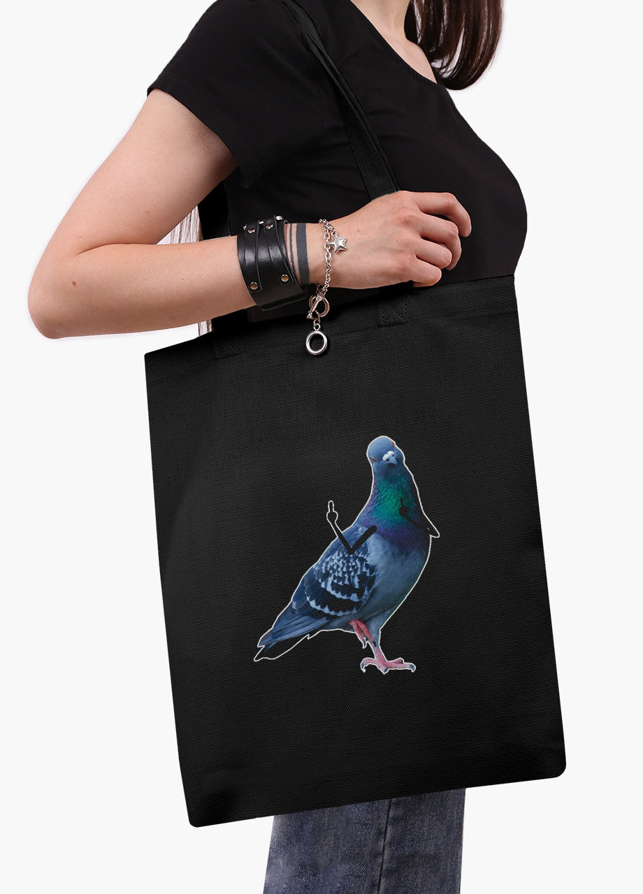 Еко сумка шоппер чорна птахи SWAG (9227-1536-BK) MobiPrint (236391110)