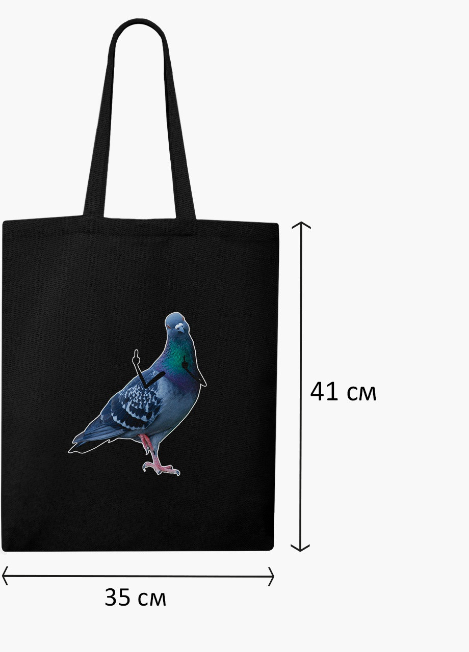 Еко сумка шоппер черная Птицы SWAG (9227-1536-BK) MobiPrint (236391110)