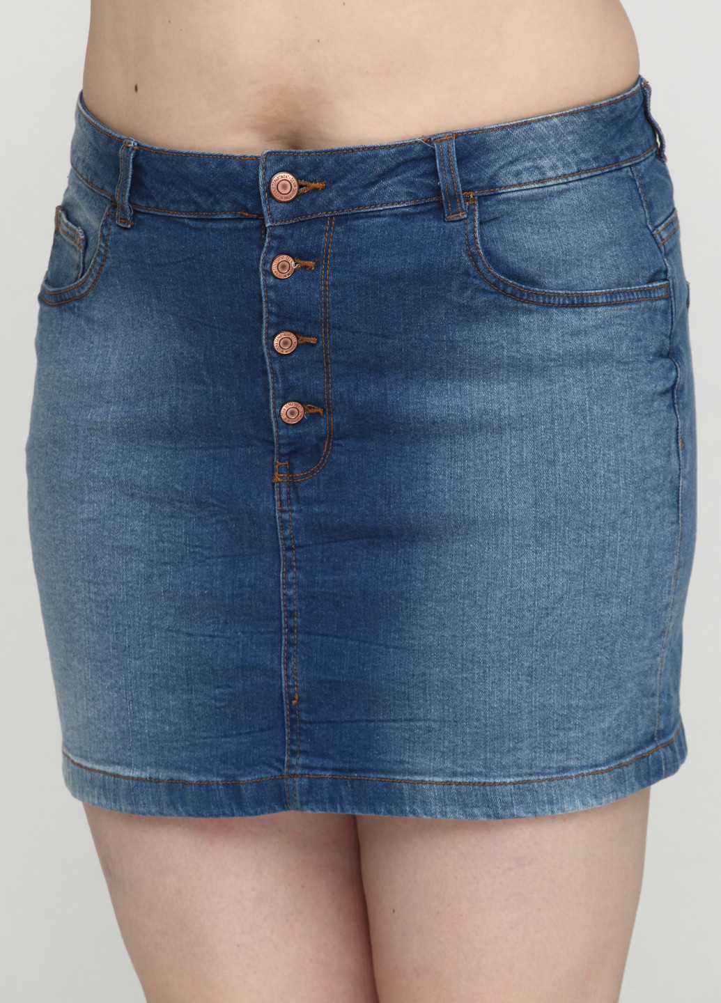 Темно-голубая джинсовая однотонная юбка Esmara