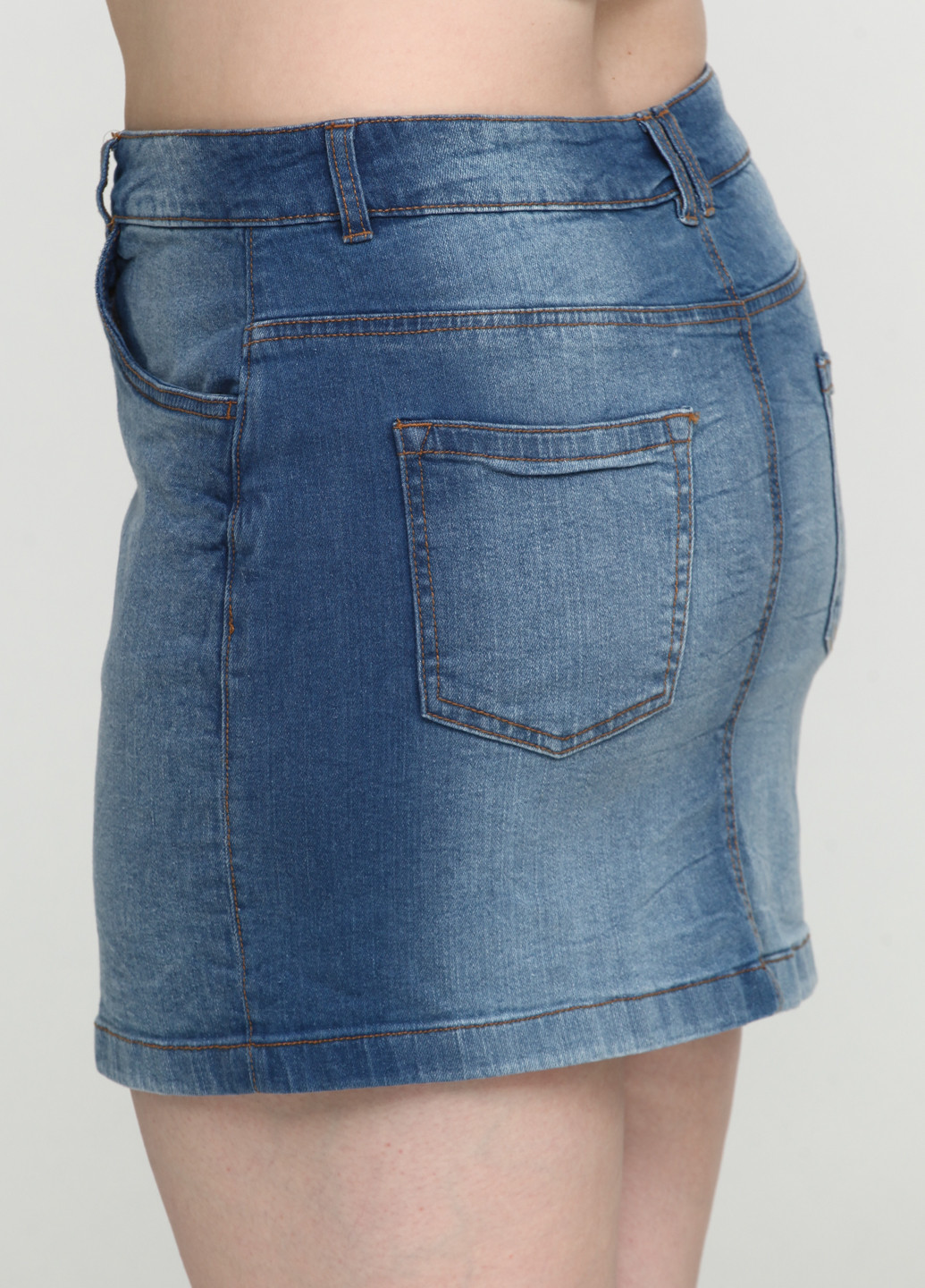 Темно-голубая джинсовая однотонная юбка Esmara