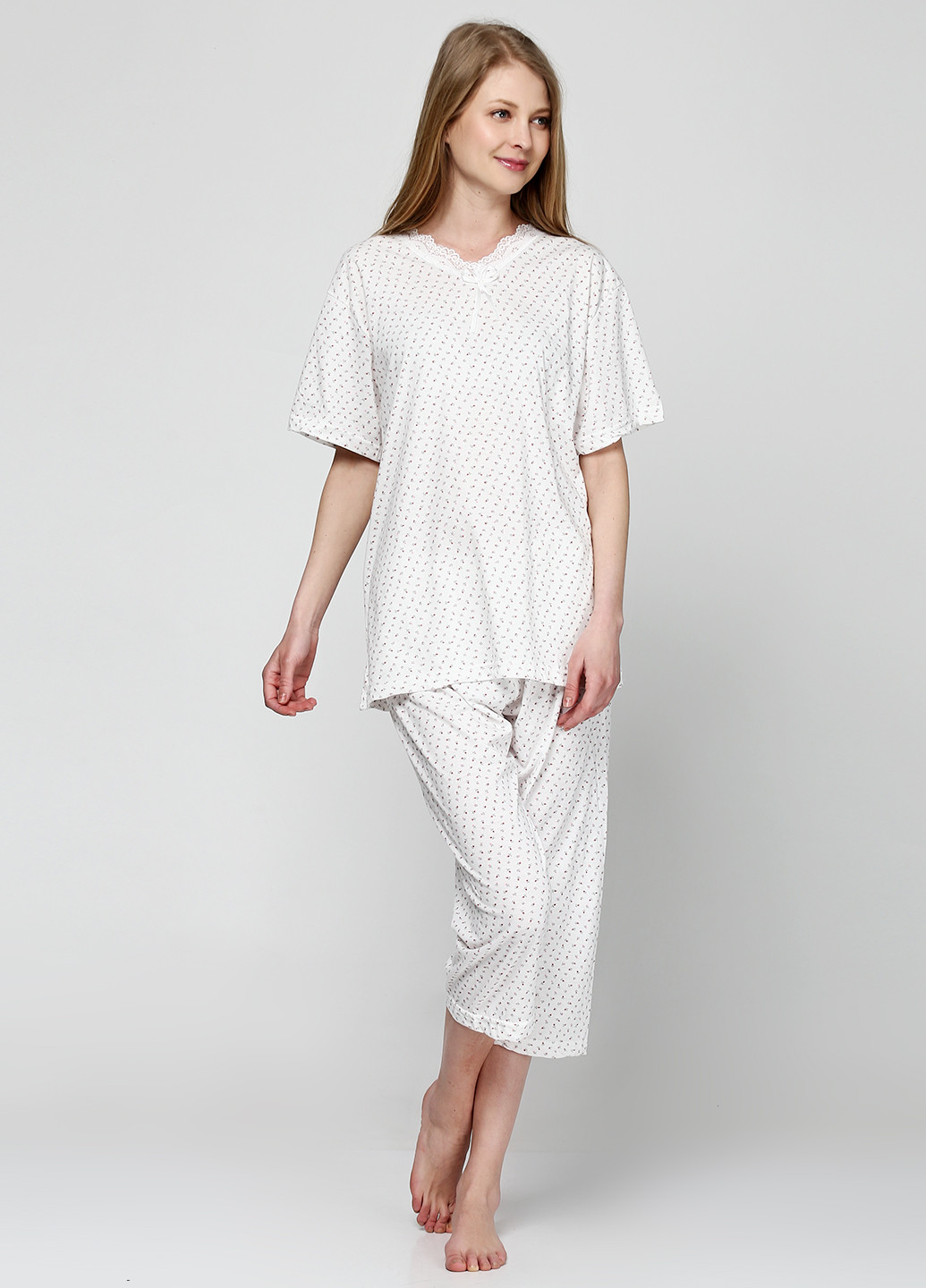 Молочный демисезонный комплект (футболка, капри) Good Night Pajama