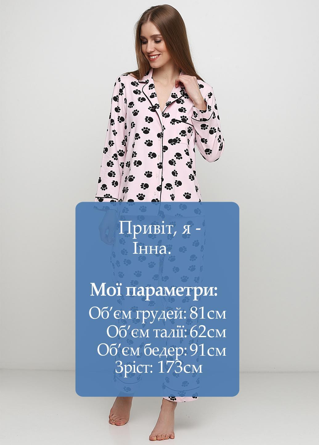 Светло-розовая всесезон пижама (рубашка, брюки) рубашка + шорты Maria Lenkevich