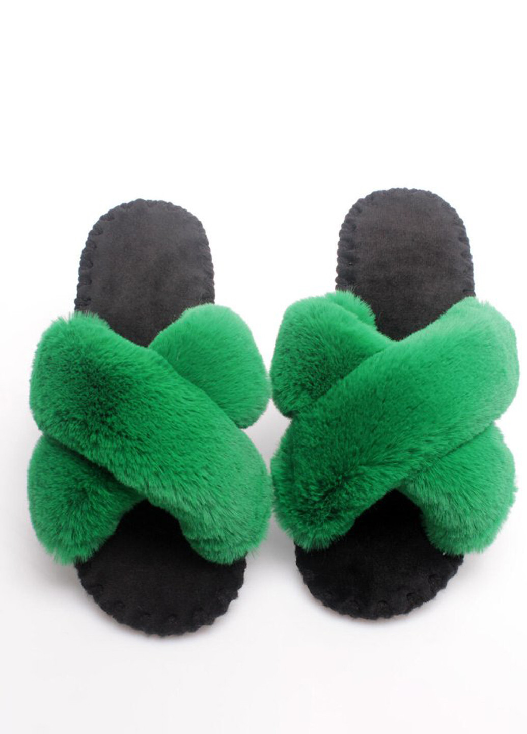 Зеленые тапочки Family Story с мехом