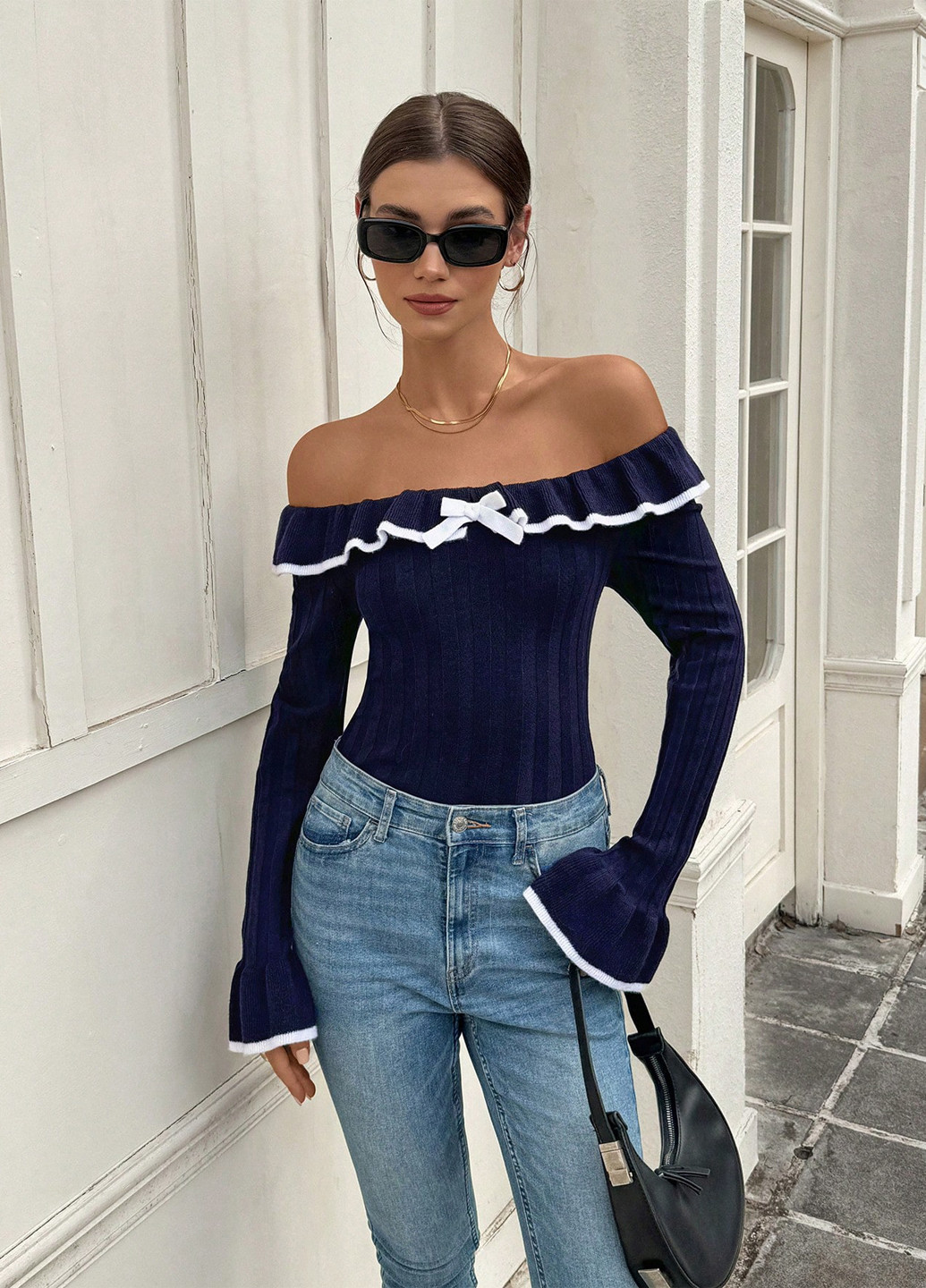 Темно-синій демісезонний светр джемпер SHEIN