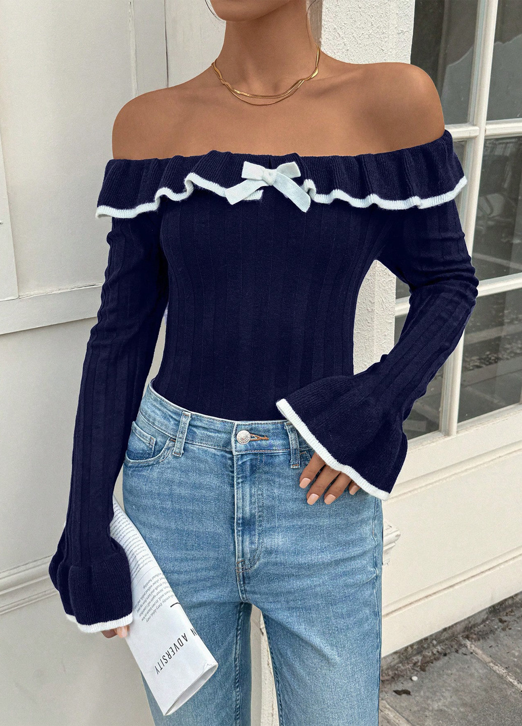 Темно-синій демісезонний светр джемпер SHEIN