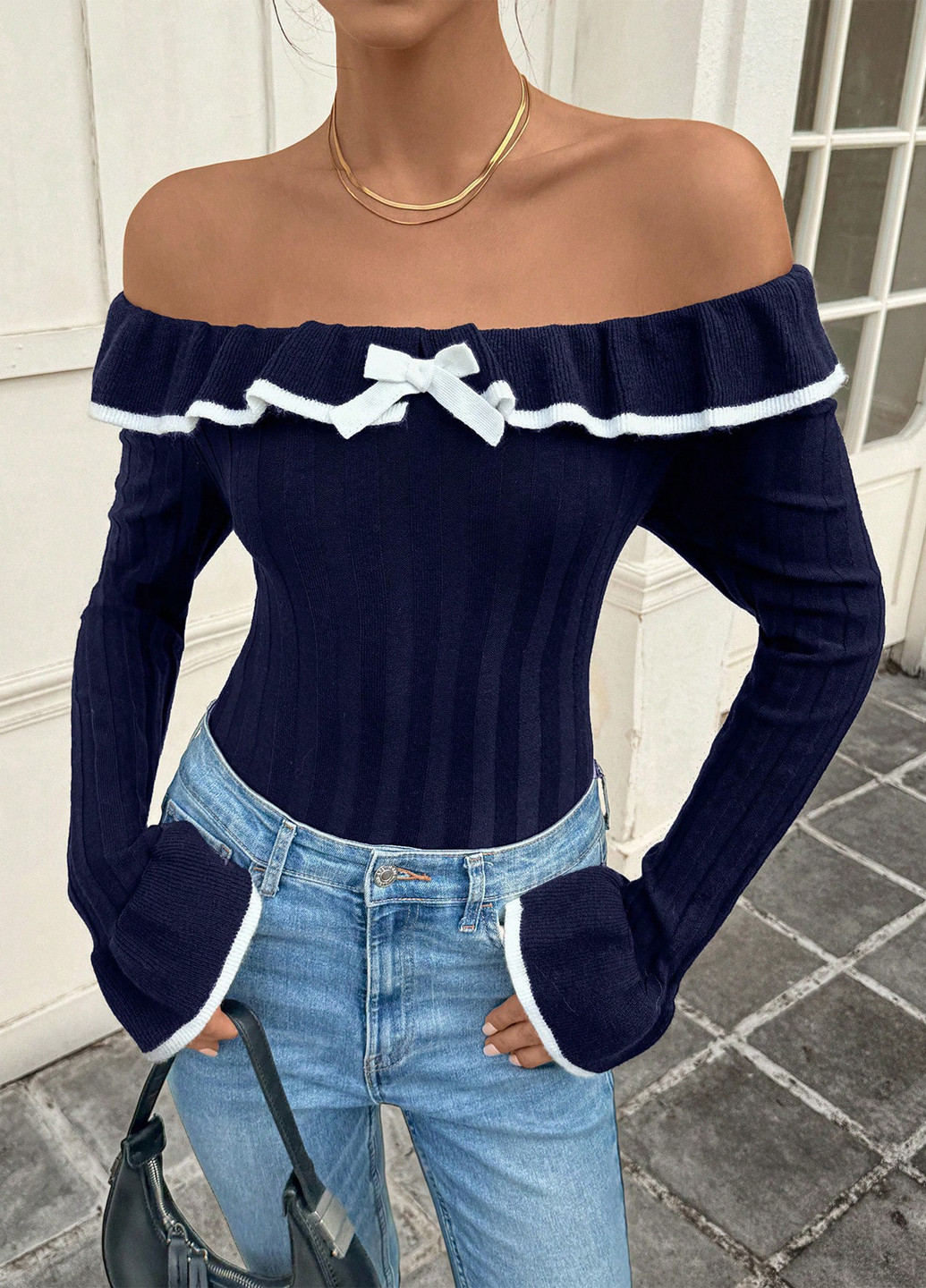 Темно-синій демісезонний светр джемпер SHEIN