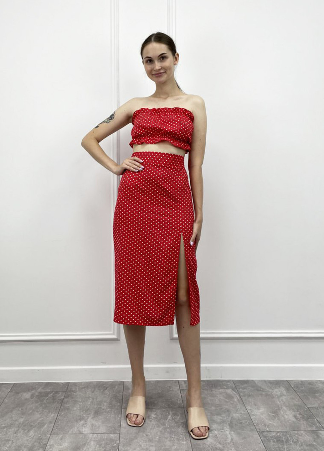 Красная кэжуал в горошек юбка Fashion Girl