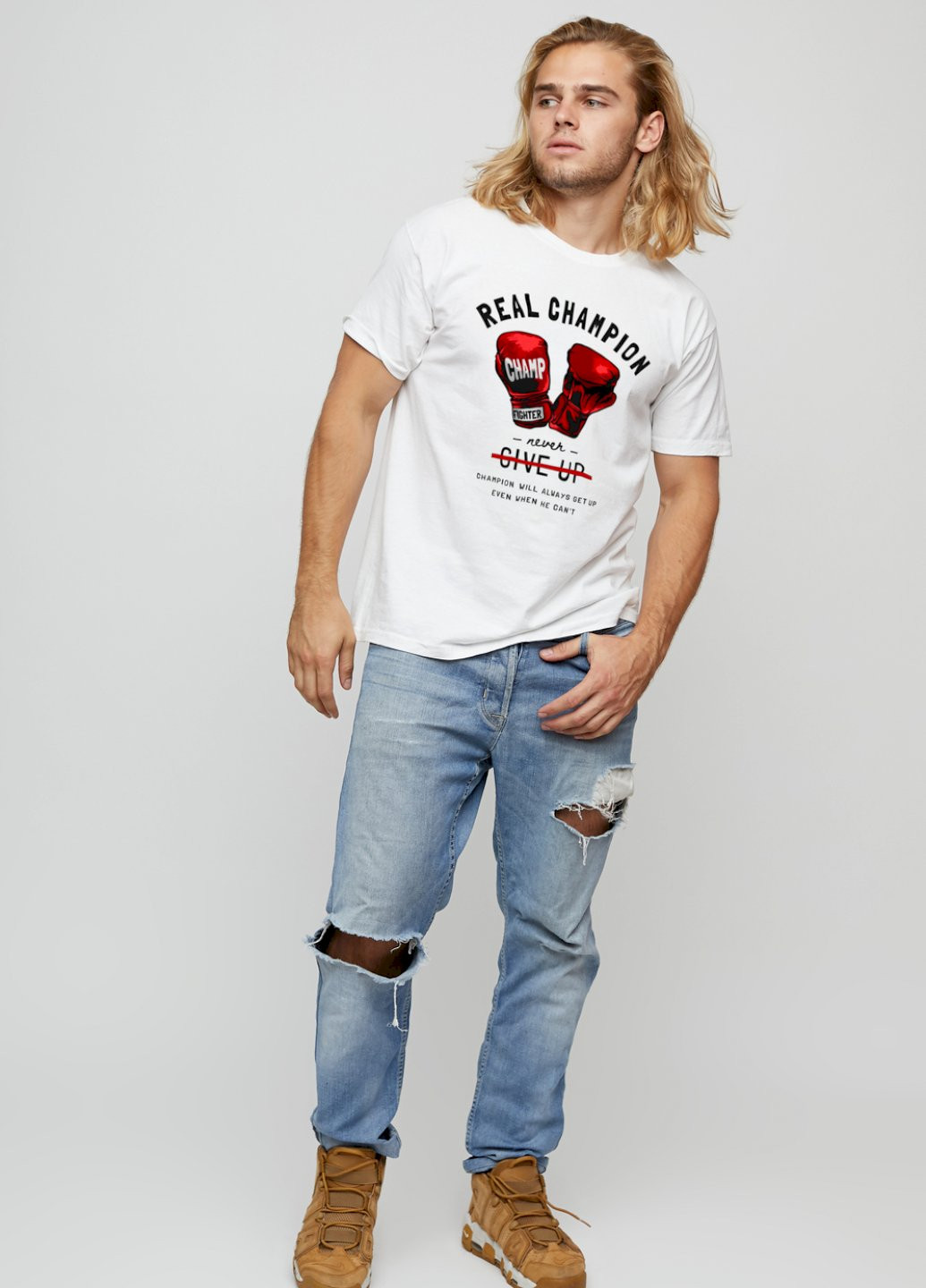 Біла футболка чоловіча basic /air print/ YAPPI