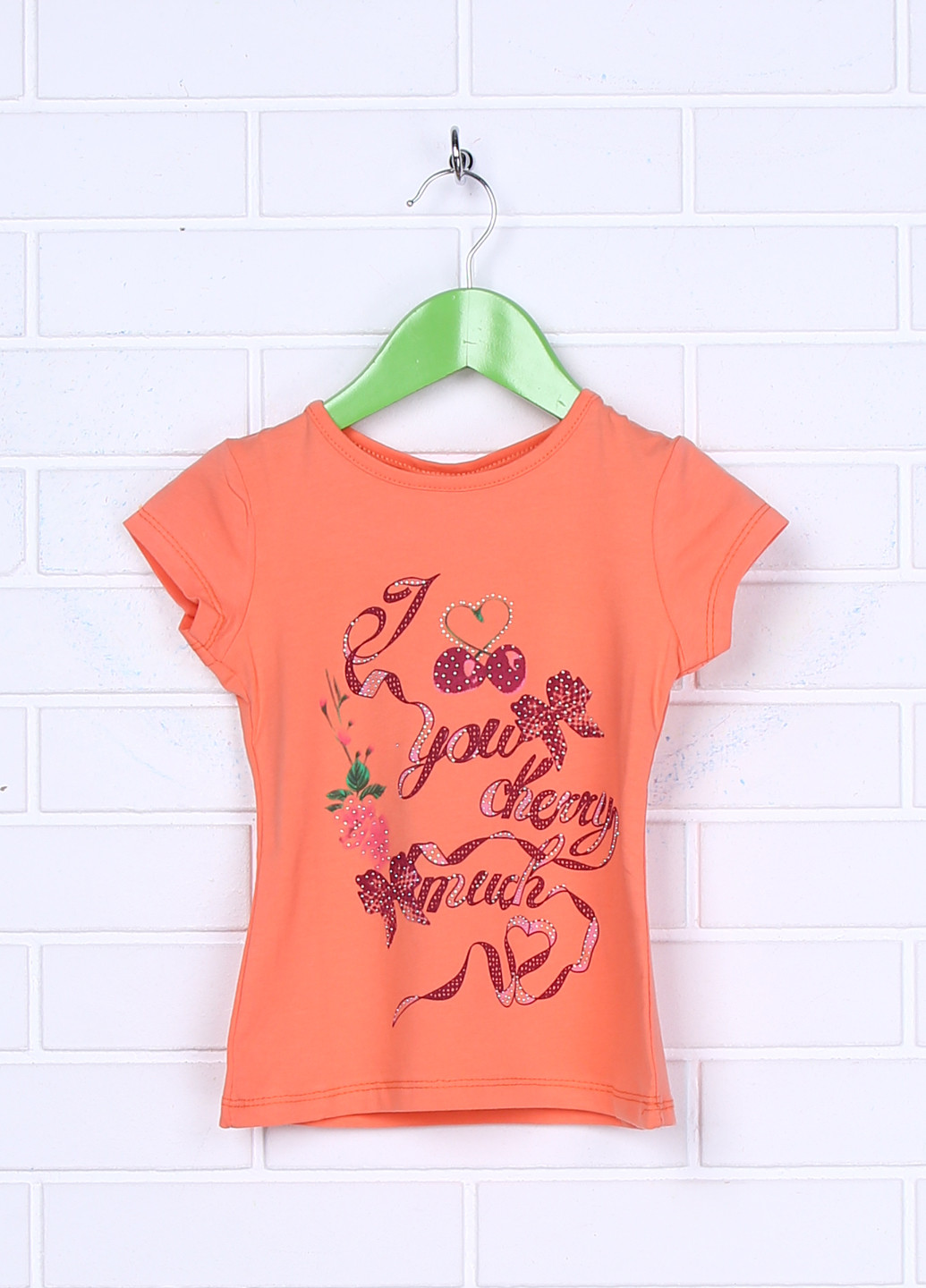 Персиковая летняя футболка с коротким рукавом Favo