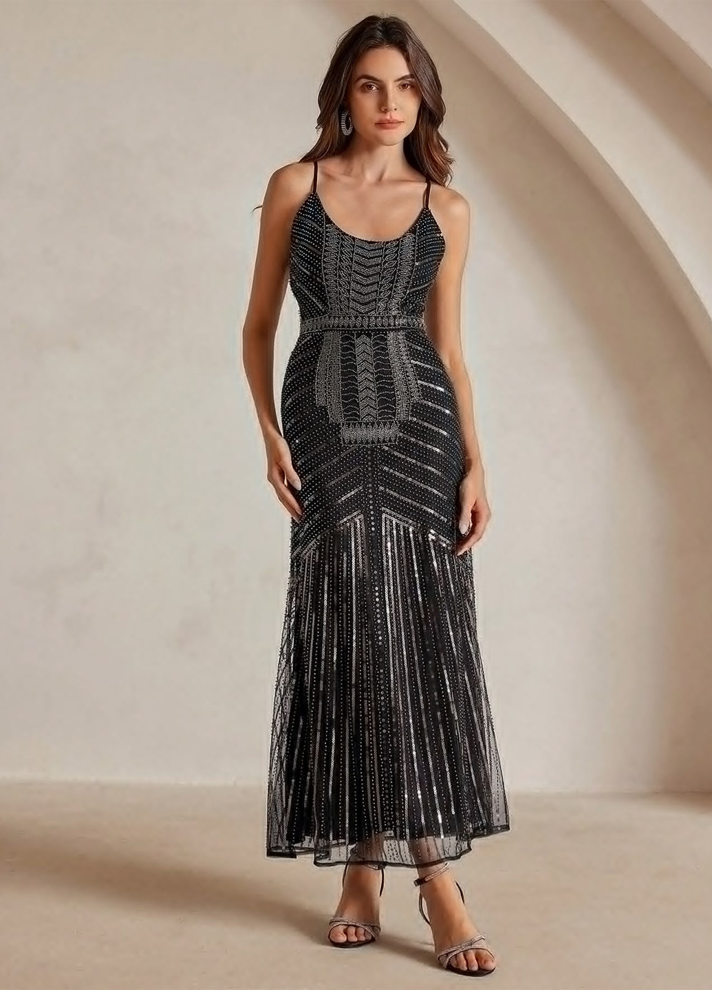 Черное праздничный, вечернее платье силуэтная, с открытой спиной SHEIN однотонное