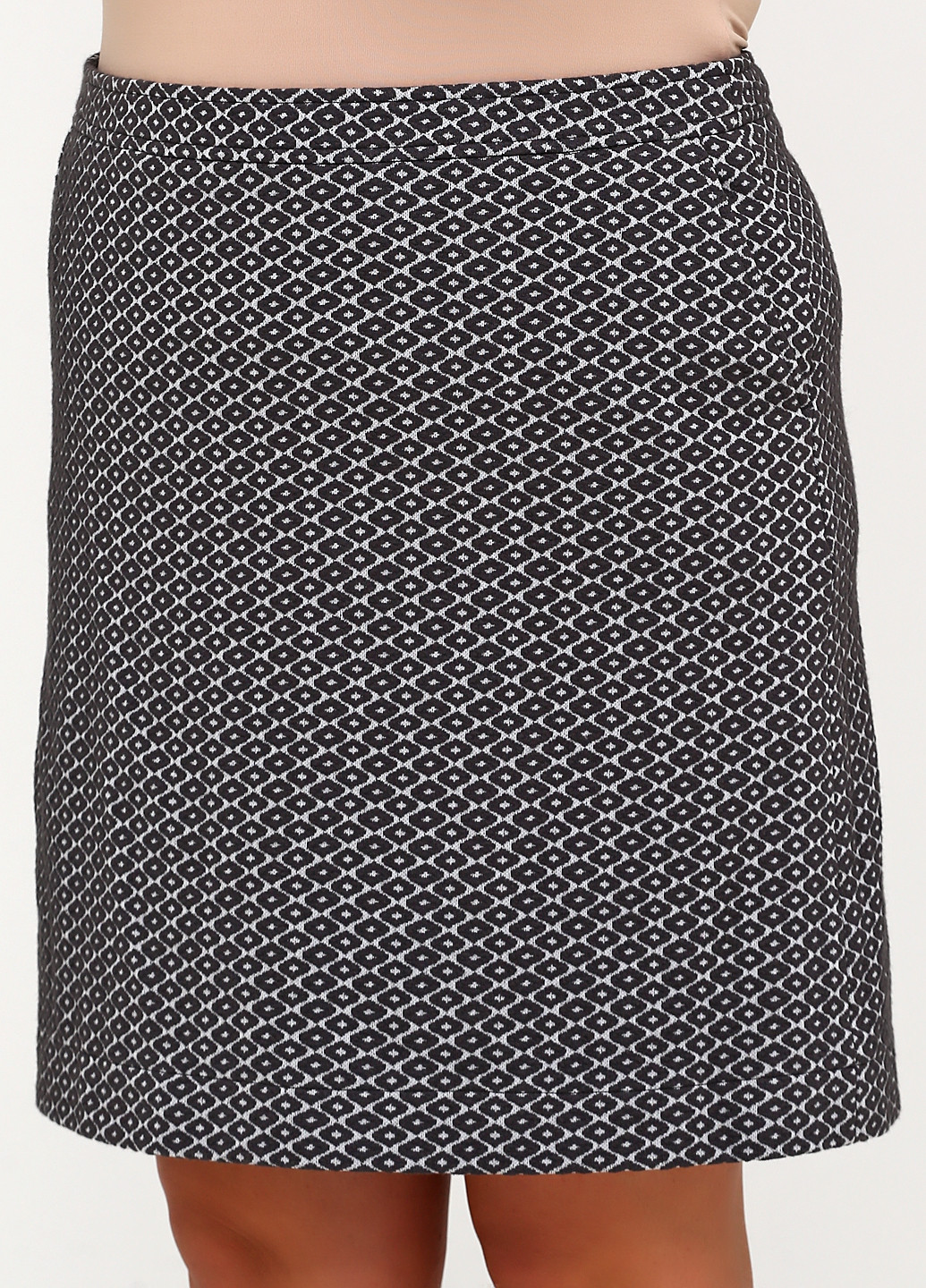 Серая кэжуал с геометрическим узором юбка S.Oliver а-силуэта (трапеция)