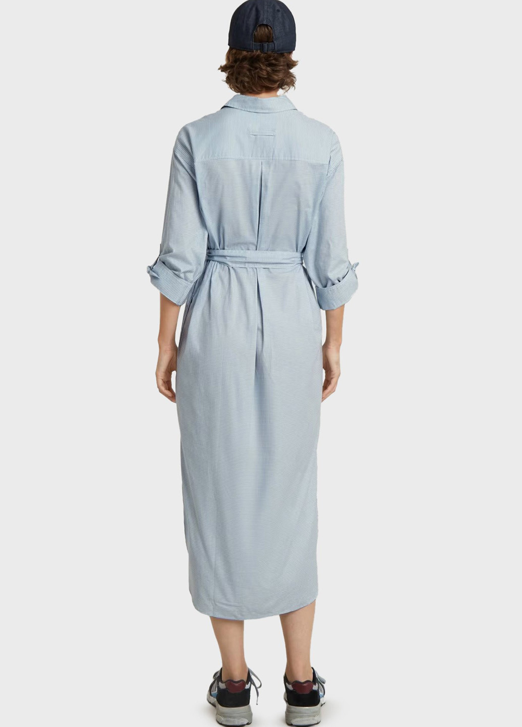 Голубое кэжуал платье рубашка G-Star Raw в полоску