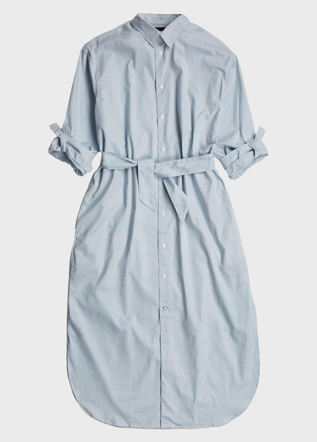 Голубое кэжуал платье рубашка G-Star Raw в полоску
