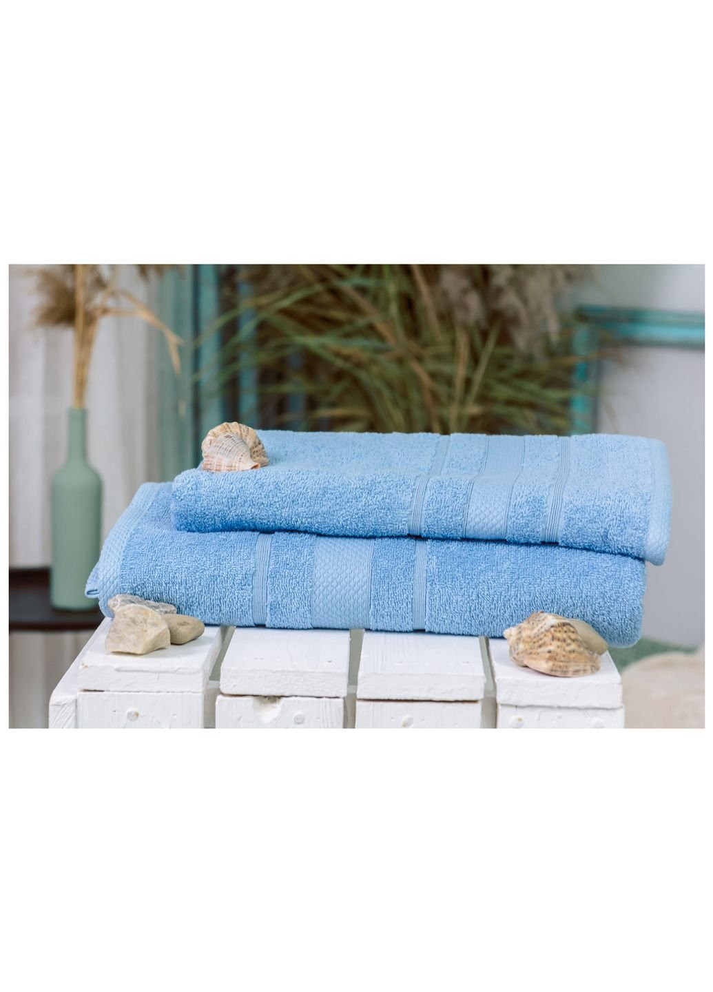 Mirson полотенце набор банный №5002 softness cornflower 50x90, 70x140 (2200003182941) голубой производство - Украина