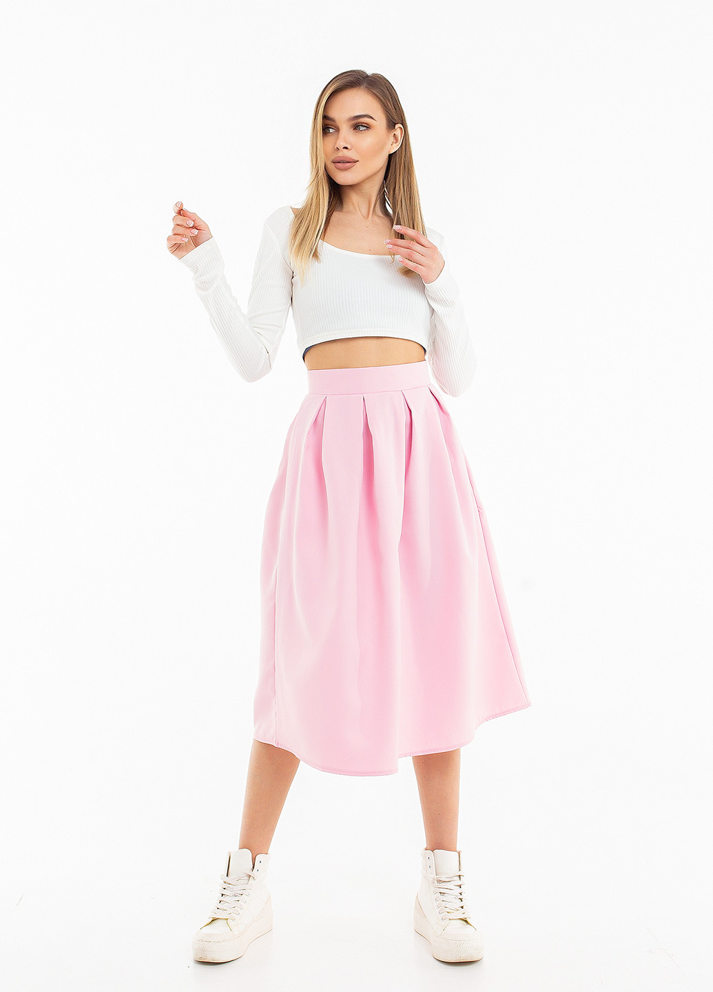 Розовая кэжуал однотонная юбка Elfberg колокол