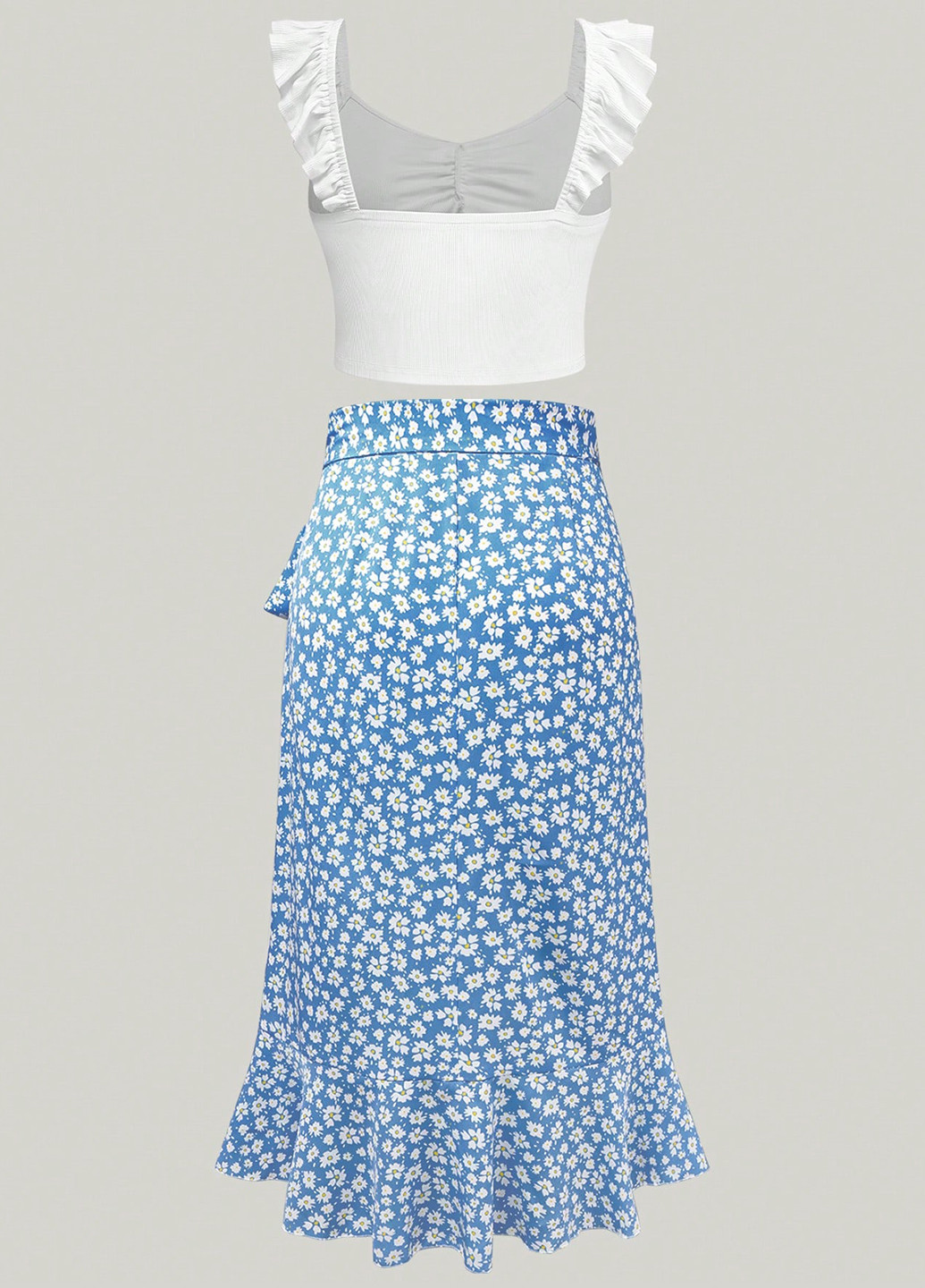 Комбинированный летний костюм (топ, юбка) SHEIN