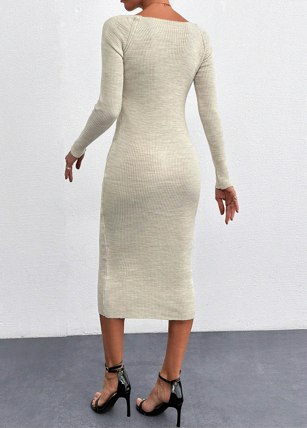 Кремова кежуал сукня силуетна, сукня светр SHEIN меланжева